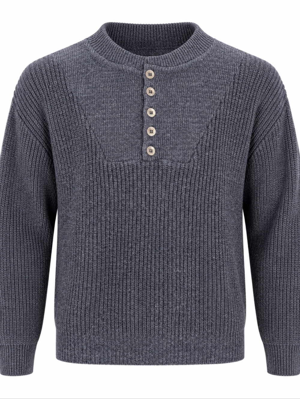 Vintage Woodbridge Men's Knit Blue Crewneck Sweater With Button Detail Size L